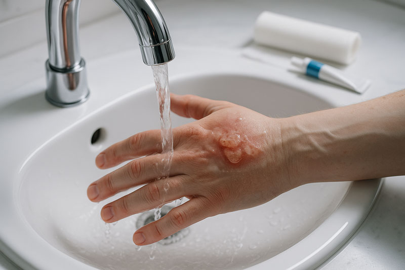 زخم سوختگی با آب جوش 