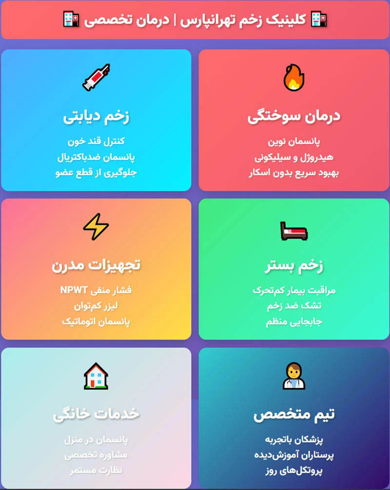 کلینیک زخم سوختگی و دیابتی تهرانپارس تهران